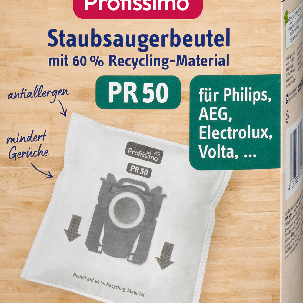 بروفيسيمو أكياس مكنسة كهربائية PR 50 ، 4 قطع