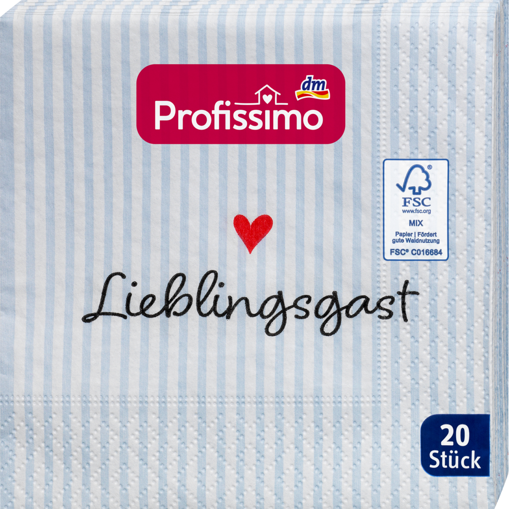 مناديل كوكتيل بروفيسيمو "الضيف المفضل" (25 × 25 سم)، 20 قطعة