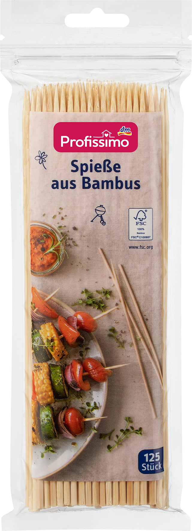 أسياخ من الخيزران Profissimo Profissimo، 125 قطعة