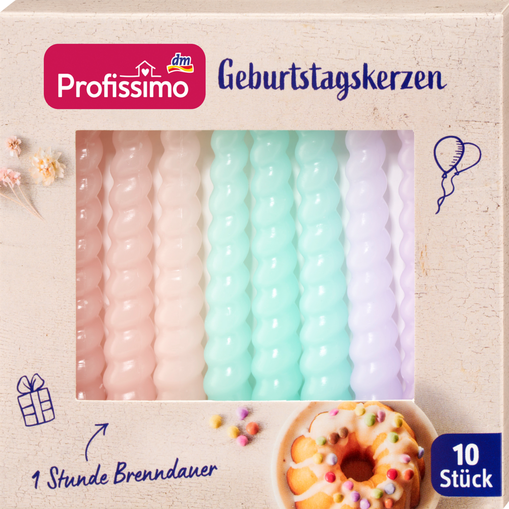 بروفيسيمو شموع عيد ميلاد، ملتوية، ألوان مختلطة، 10 قطع