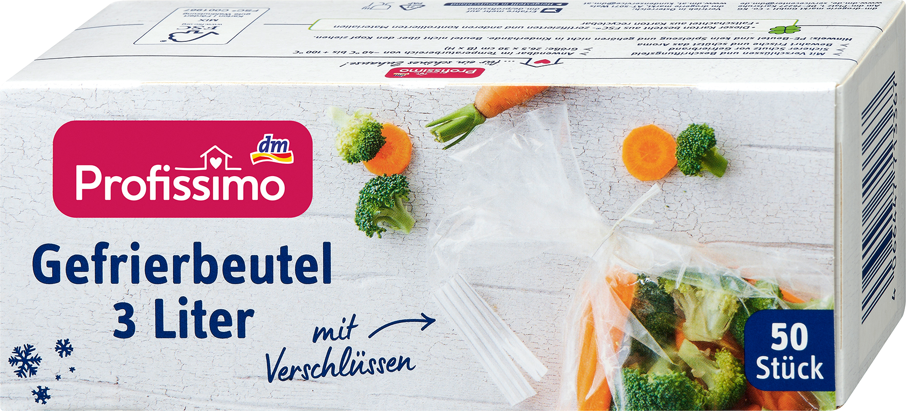 بروفيسيمو كيس فريزر 3 لتر مع إغلاق، 50 قطعة