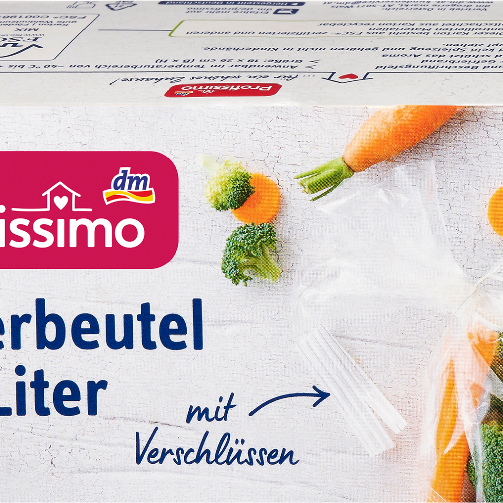 بروفيسيمو كيس فريزر 1 لتر مع إغلاق، 65 قطعة