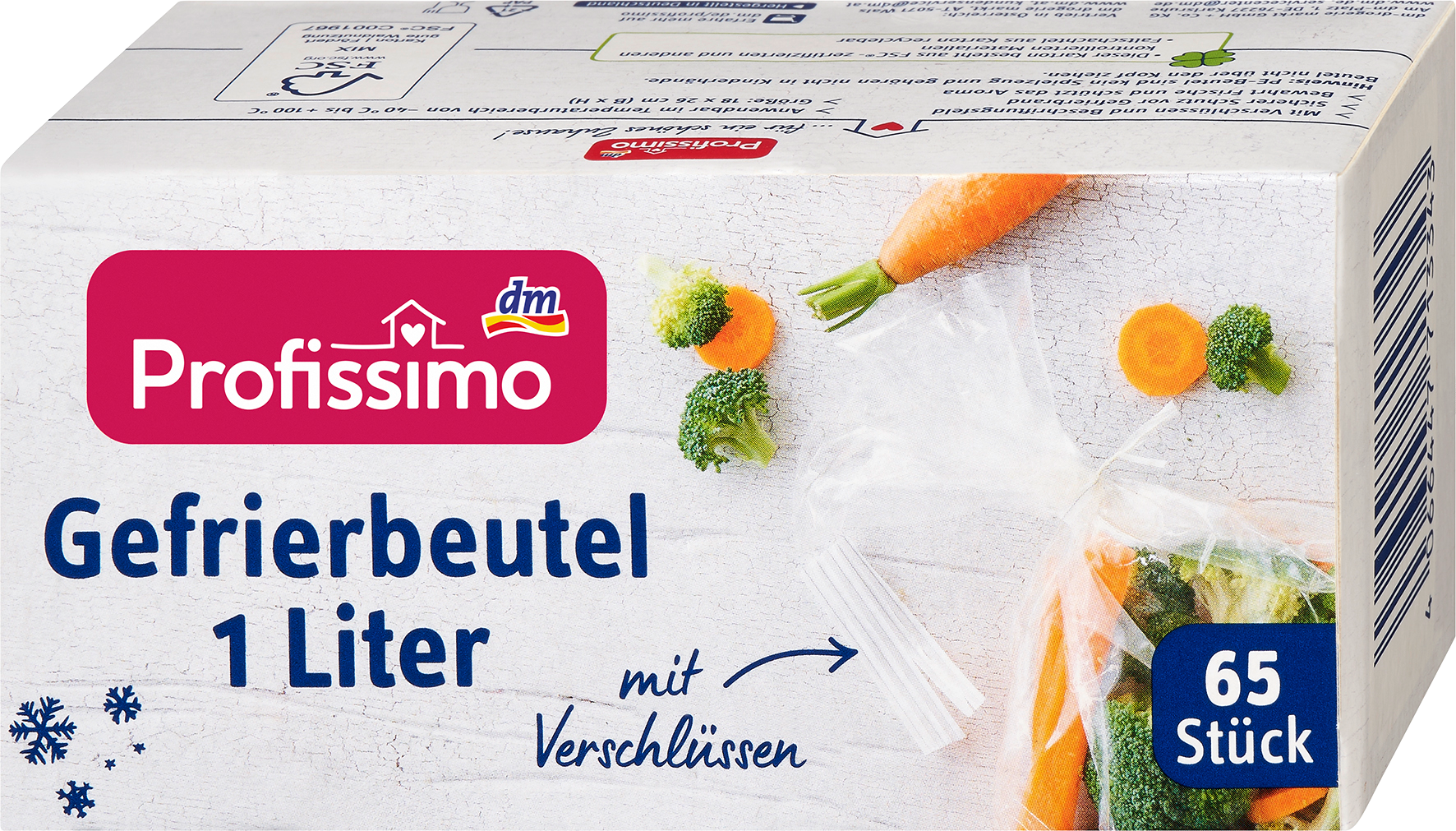 بروفيسيمو كيس فريزر 1 لتر مع إغلاق، 65 قطعة