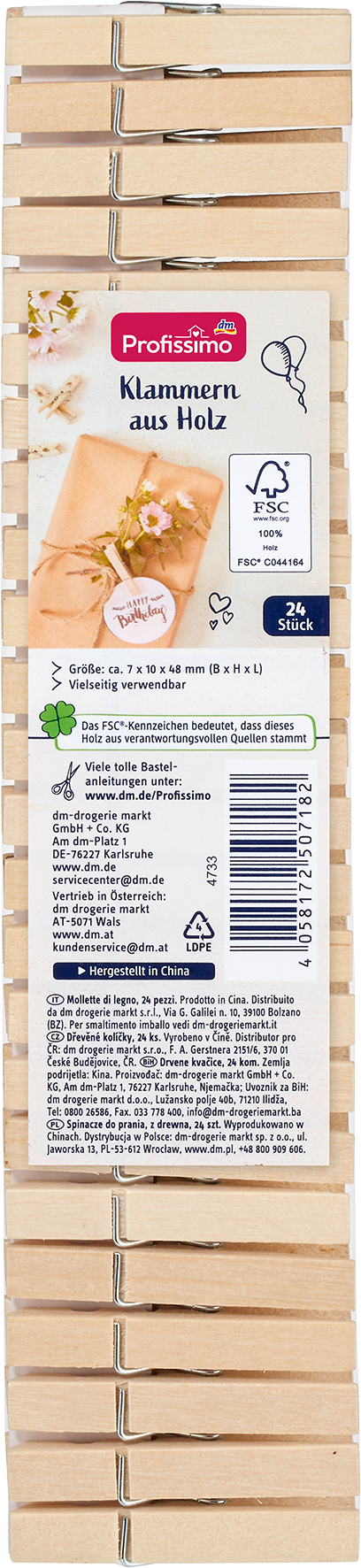 دبابيس خشبية Profissimo، 24 قطعة