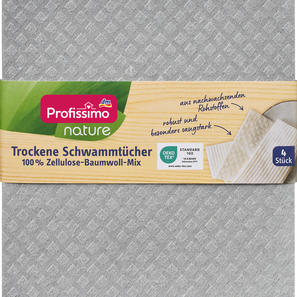 Profissimo الطبيعة أقمشة إسفنجية جافة، 4 قطع