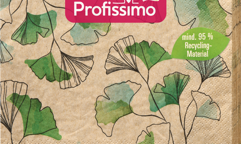 مناديل Profissimo "Gingko" مصنوعة من مواد معاد تدويرها (33 × 33 سم) ، 20 قطعة