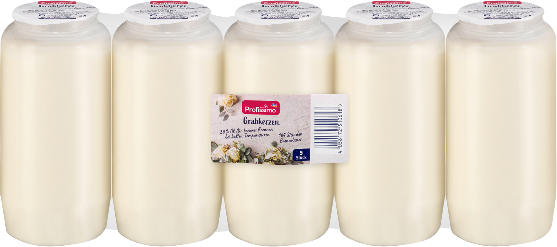 بروفيسيمو شموع قبر رقم 7 أبيض، 5 قطع