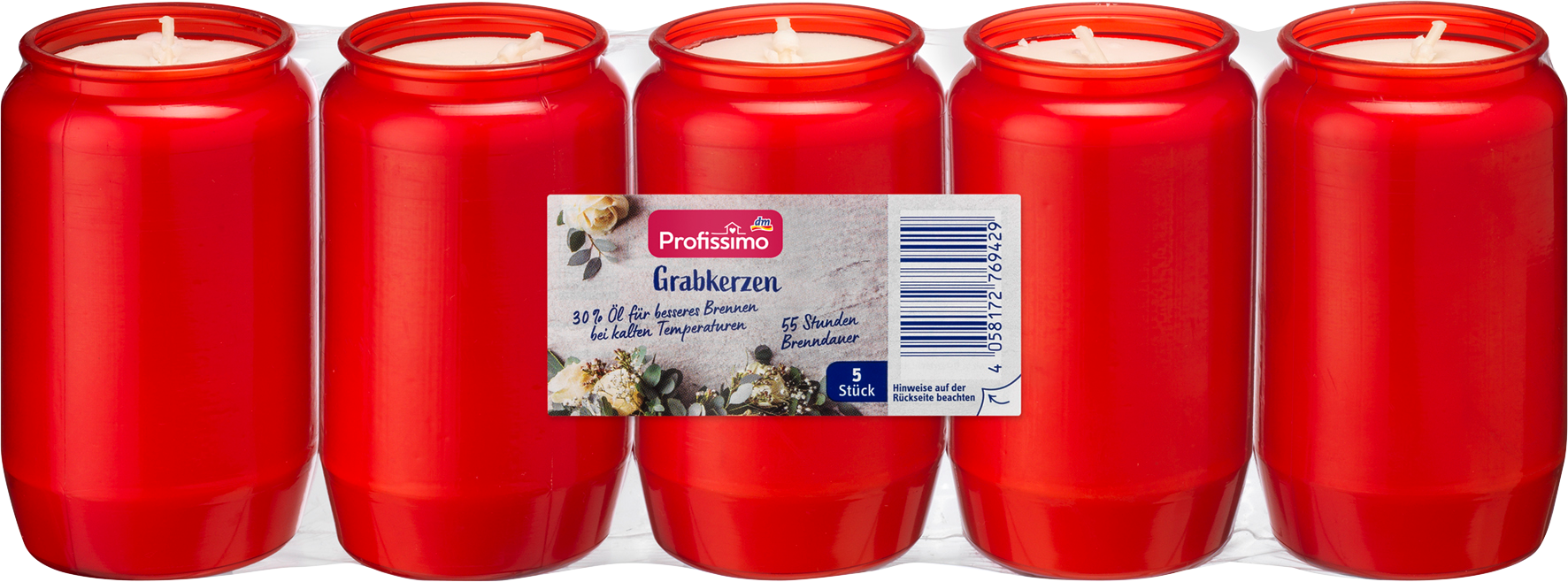 شموع بروفيسيمو قبر رقم 3 أحمر، 5 قطع