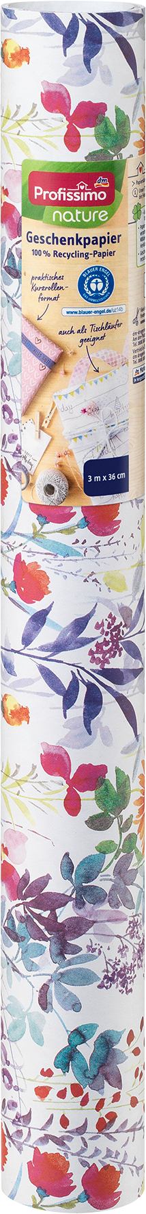 بروفيسيمو ورق تغليف هدايا طبيعي "بلو مين"، لفة قصيرة، 3 م