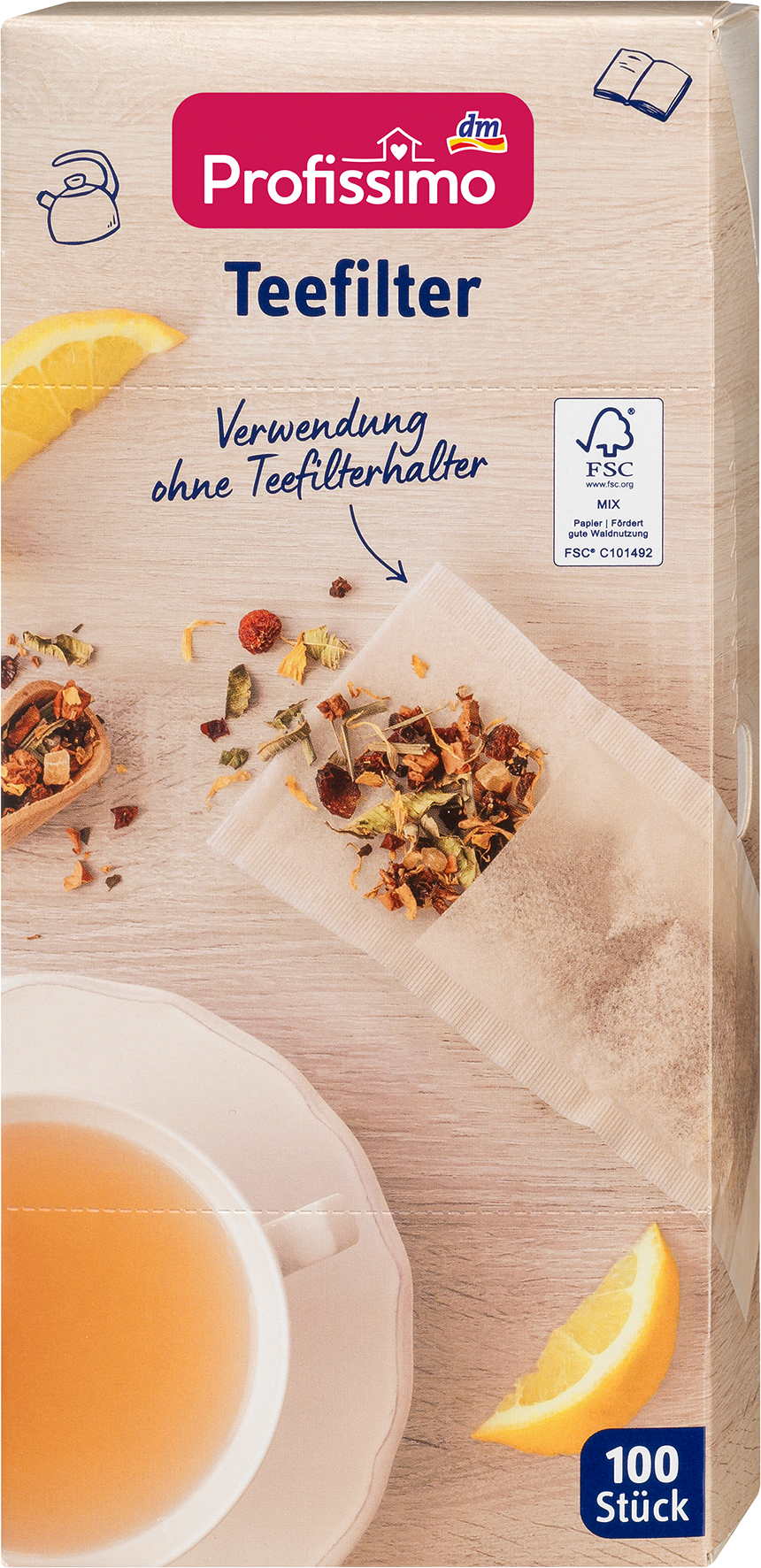 بروفيسيمو فلتر شاي، 100 قطعة