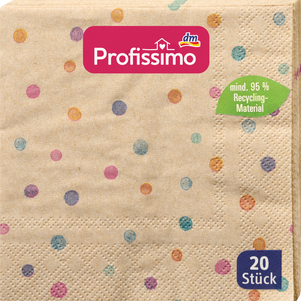 مناديل كوكتيل Profissimo "Dots" مصنوعة من مواد معاد تدويرها (25x25 سم) ، 20 قطعة