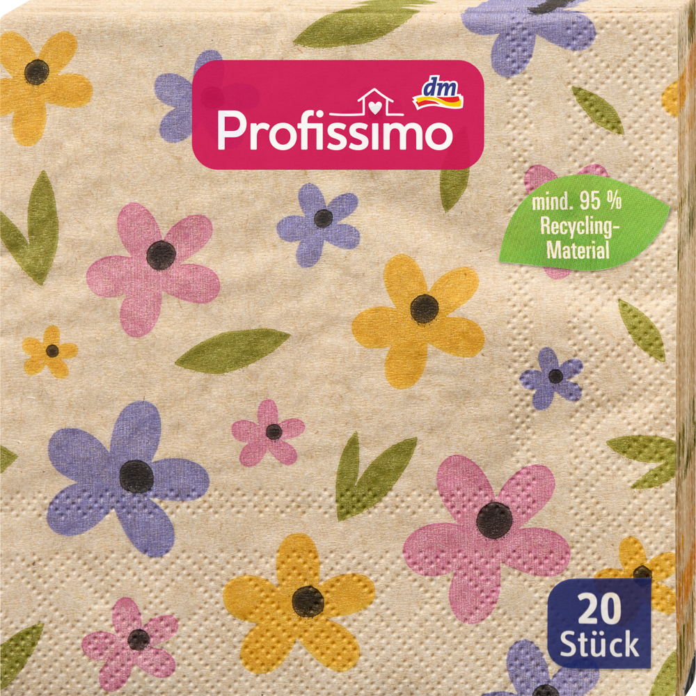 مناديل كوكتيل Profissimo "Flower" مصنوعة من مواد معاد تدويرها (25 × 25 سم) ، 20 قطعة