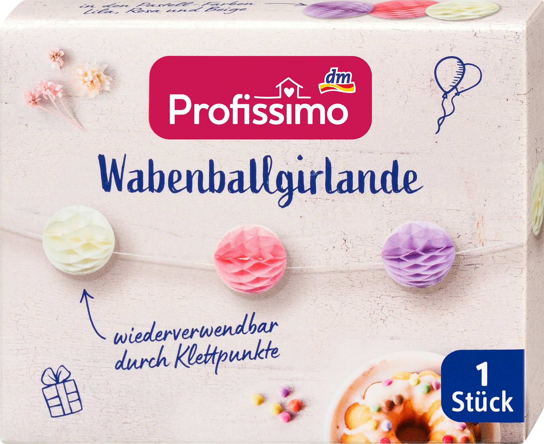 إكليل كروي صغير على شكل قرص العسل من Profissimo مصنوع من حرير بلو مين بنقاط فيلكرو ، باستيل ، 1 قطعة