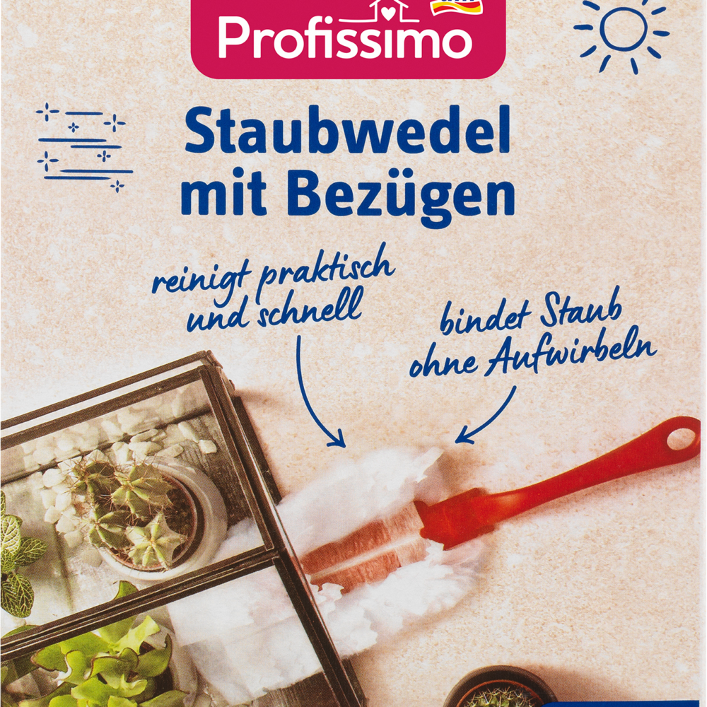 منفضة ريش Profissimo مع أغطية ، طقم : 1 مقبض + 3 أغطية ، 1 قطعة