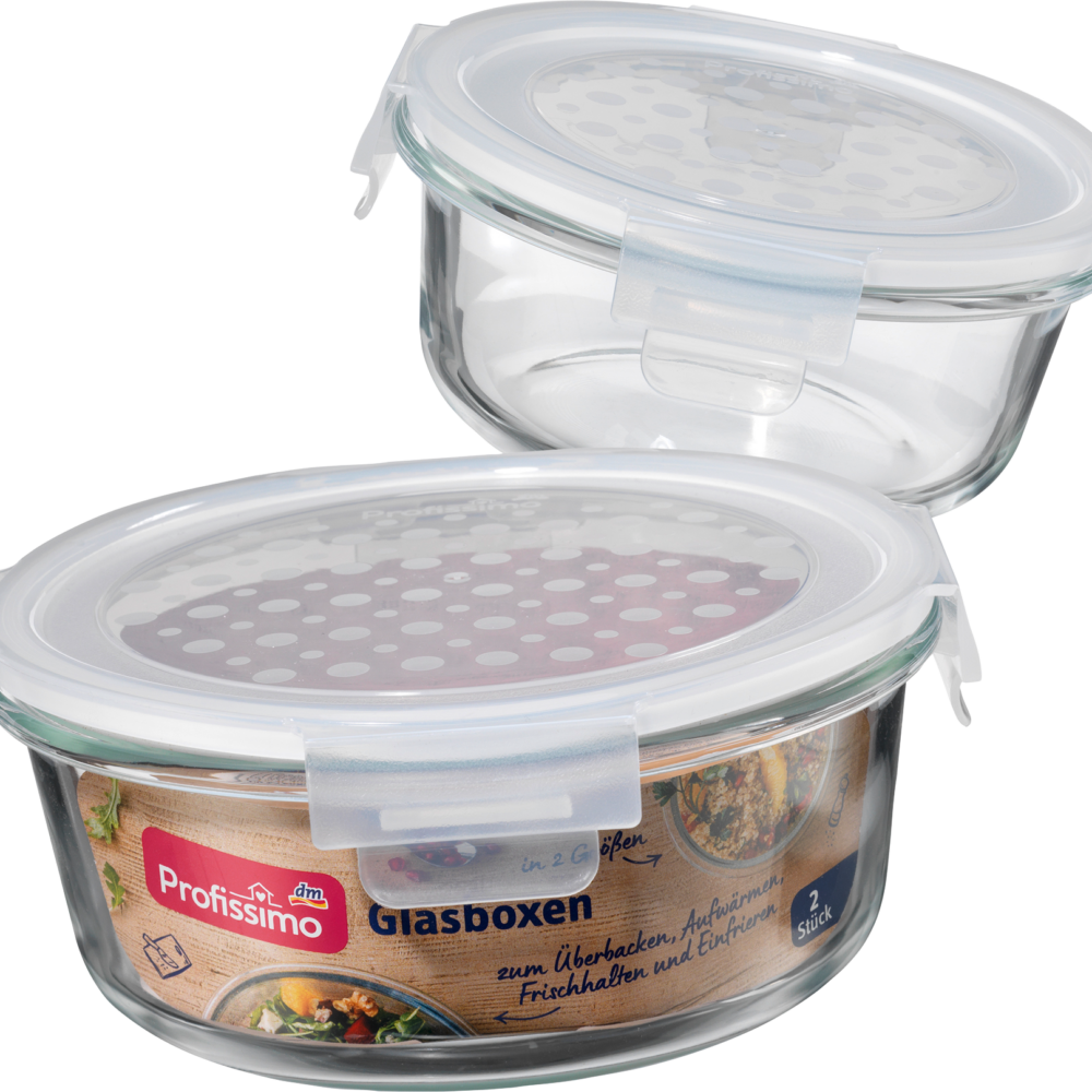 طقم صندوق زجاجي بروفيسيمو دائري، 2 قطعة