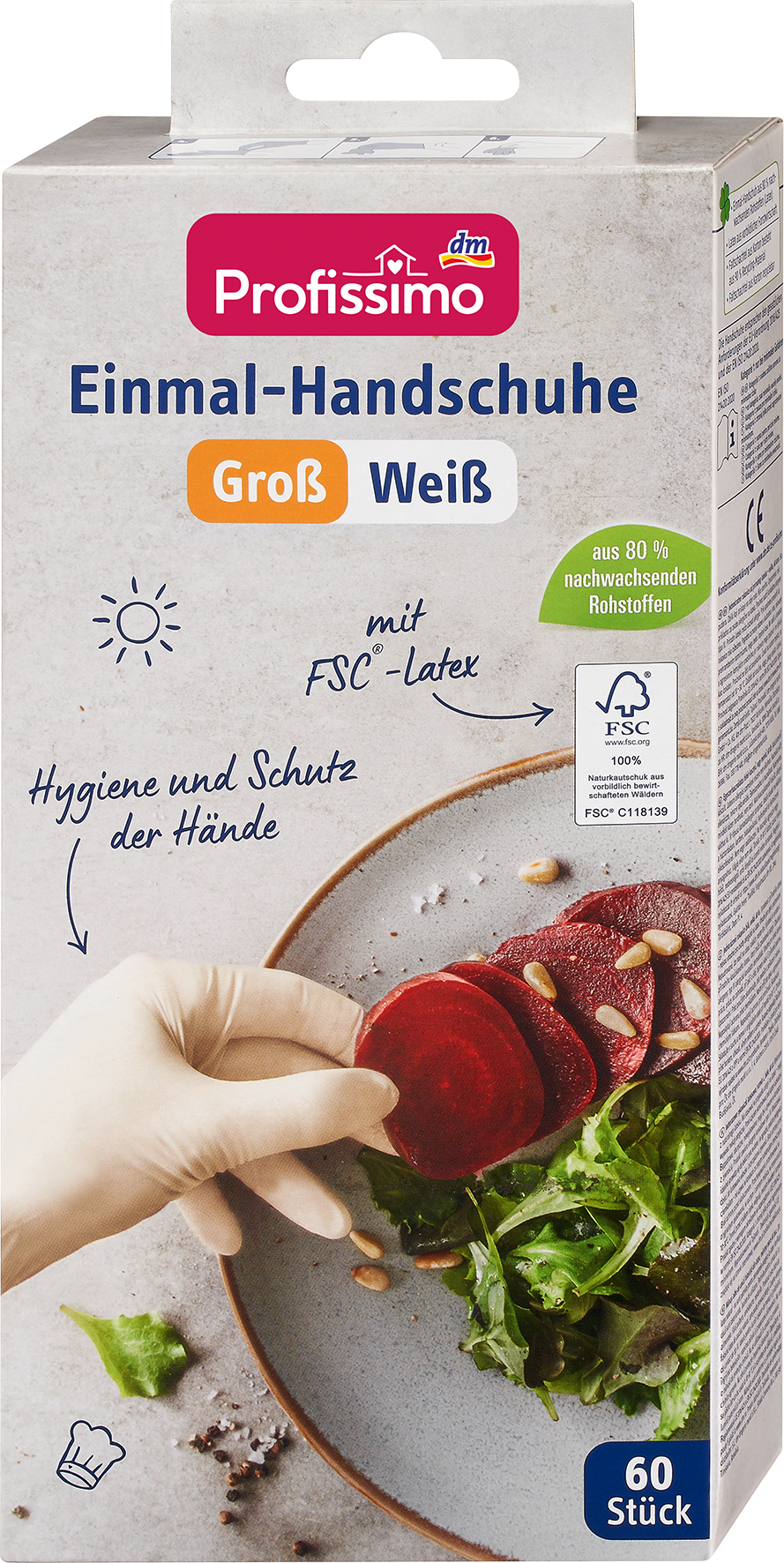 بروفيسيمو قفازات تستخدم لمرة واحدة لاتكس أبيض كبير، 60 قطعة