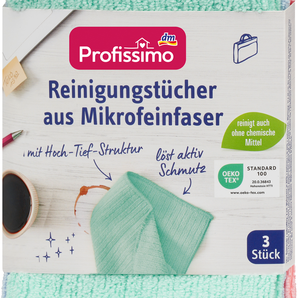 مناديل تنظيف Profissimo مصنوعة من ألياف دقيقة ، 3 قطع