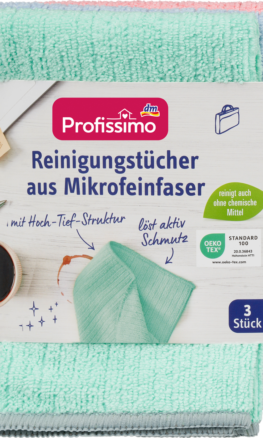 مناديل تنظيف Profissimo مصنوعة من ألياف دقيقة ، 3 قطع