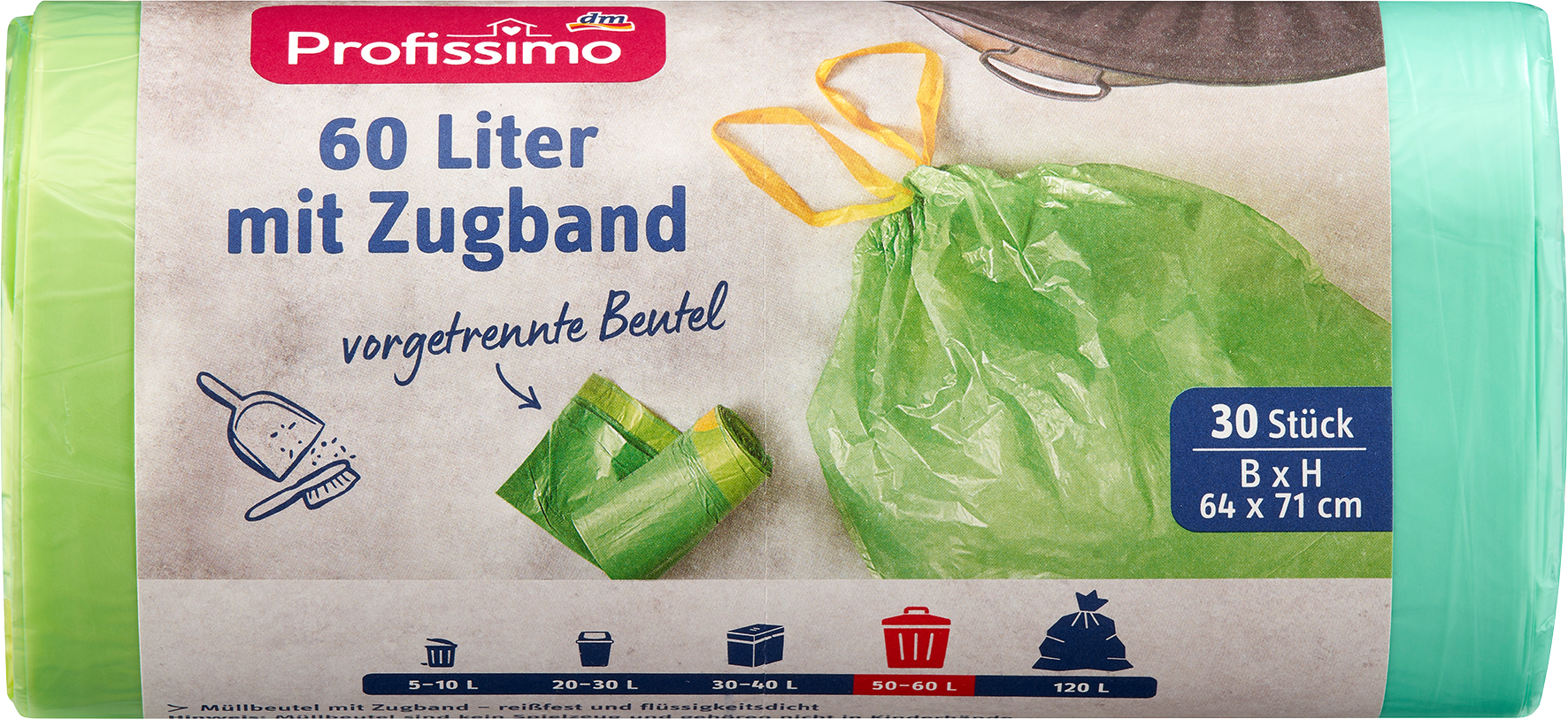 بروفيسيمو أكياس قمامة 60 لتر برباط ، 30 قطعة