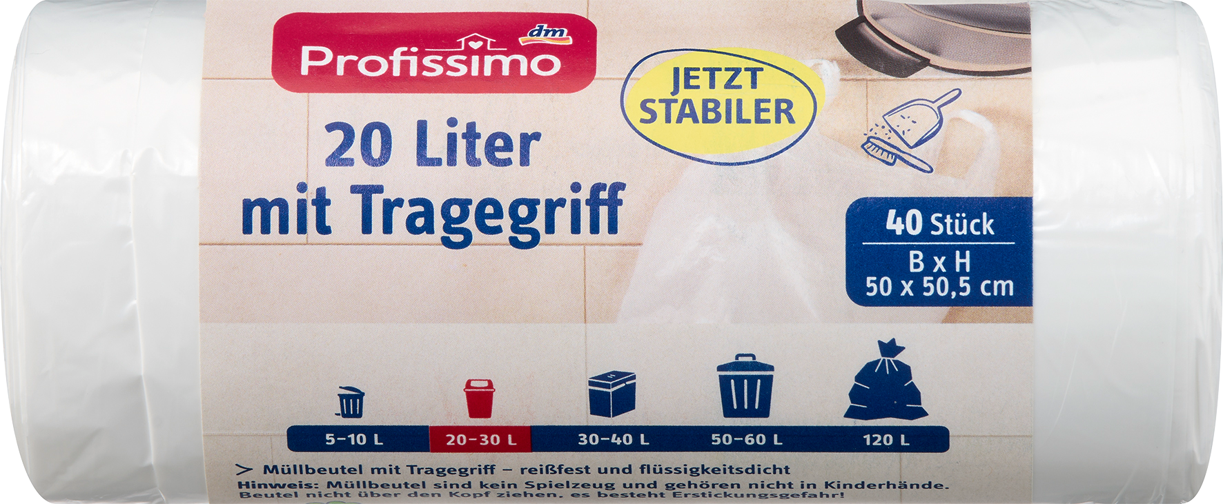 بروفيسيمو أكياس قمامة 20 لتر بمقبض حمل، 40 قطعة