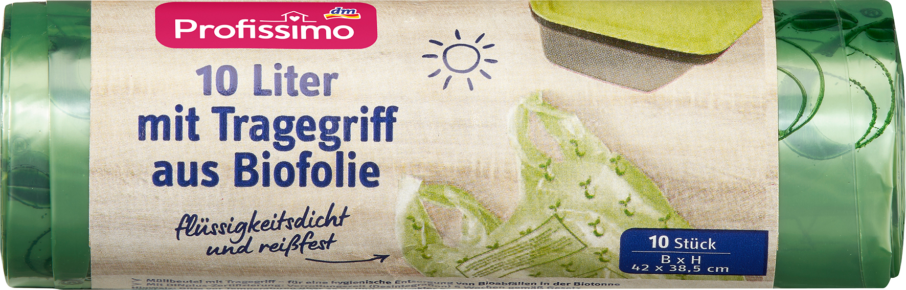 بروفيسيمو أكياس قمامة 10 لتر بمقبض حمل مصنوع من غشاء عضوي ، 10 قطع