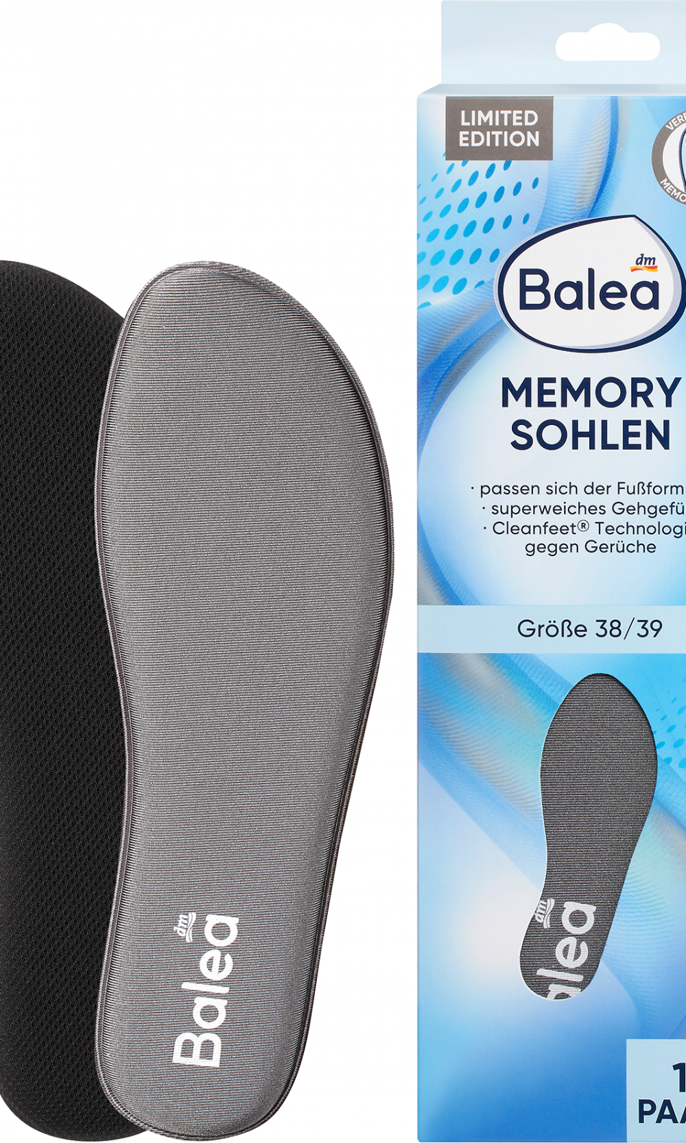 باليا إسفنج ميموري فوم إنسولز، مقاس 38/39 (1 زوج)، 2 قطعة