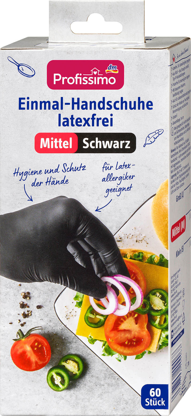 بروفيسيمو قفازات يمكن التخلص منها خالية من اللاتكس أسود متوسط، 60 قطعة