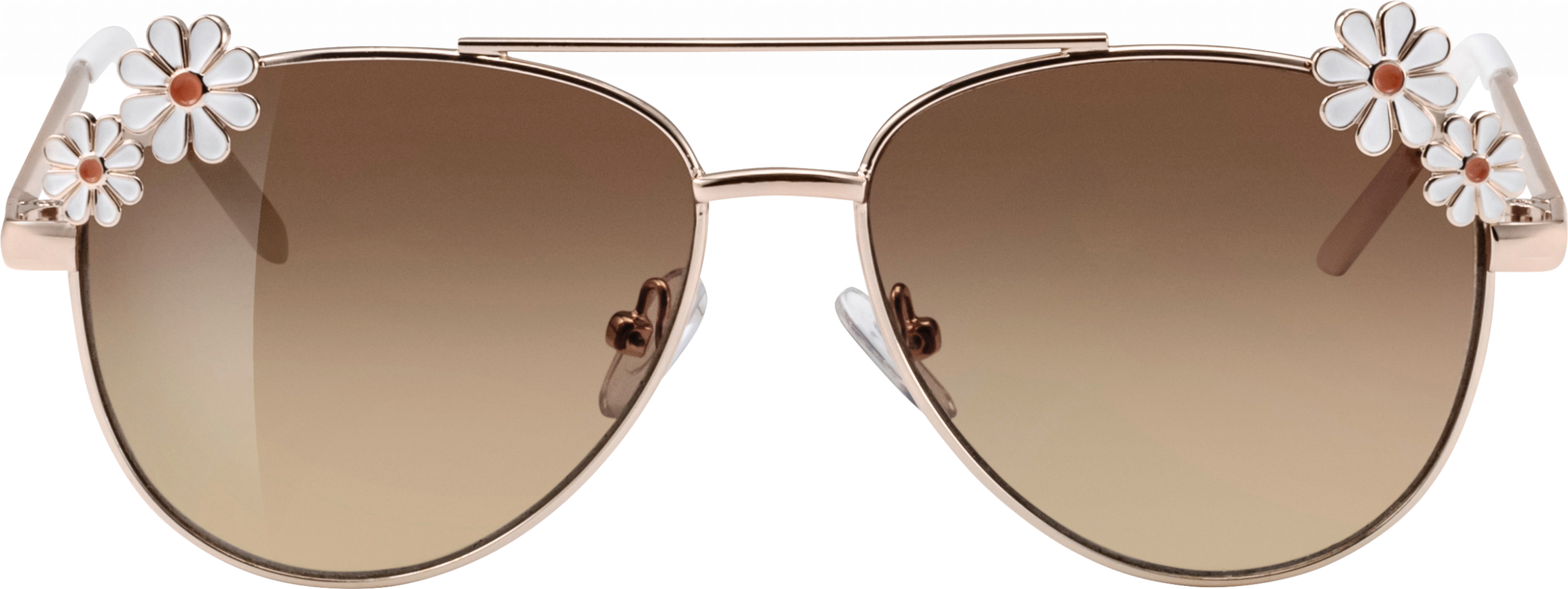 ساندانس نظارة شمسية كيدز بايلوت بيل بإطار ذهبي اللون وزهور بيضاء، 1 قطعة