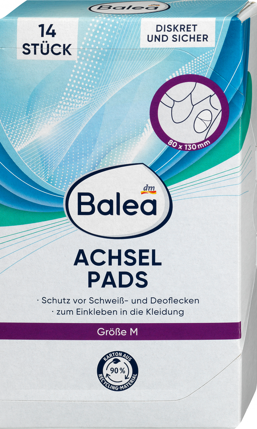 باليا وسادات إبط مزيل عرق مقاس M، 14 قطعة