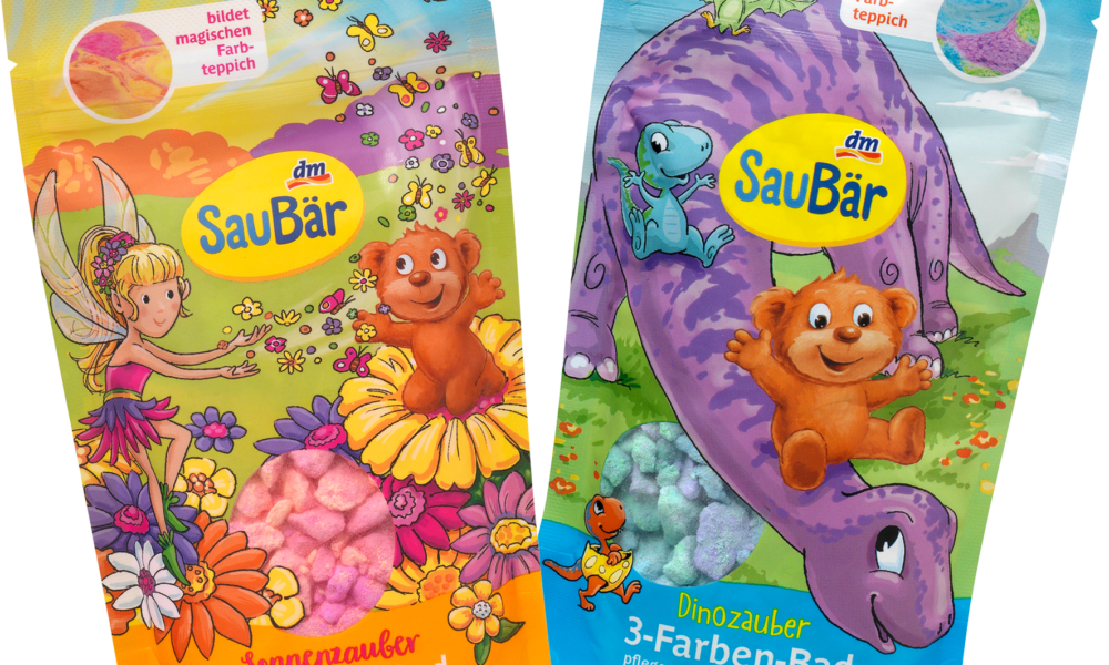 SauBär مضافات حمام للأطفال 3 ألوان Sonnenzauber/Dinozauber، 160 جرام