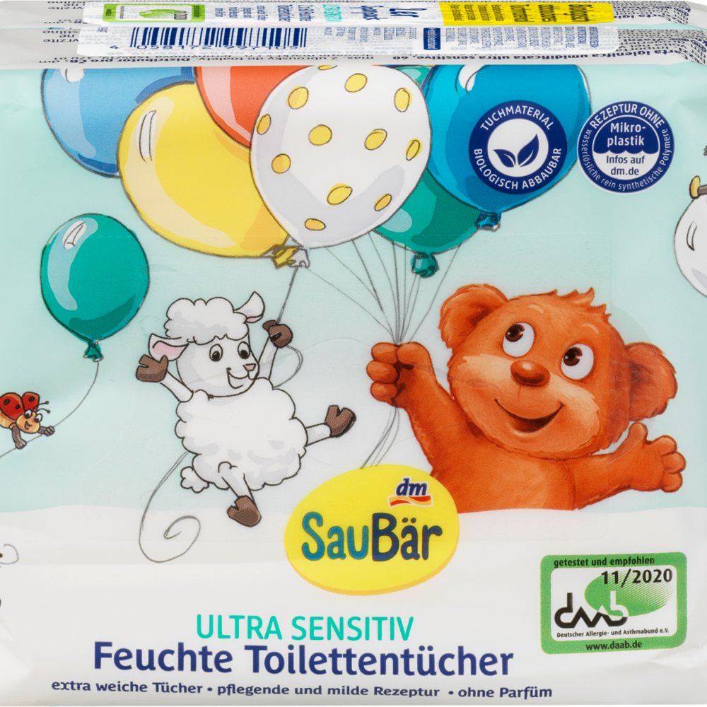 مناديل تواليت مبللة فائقة الحساسية (2 × 60 قطعة) ، 120 قطعة