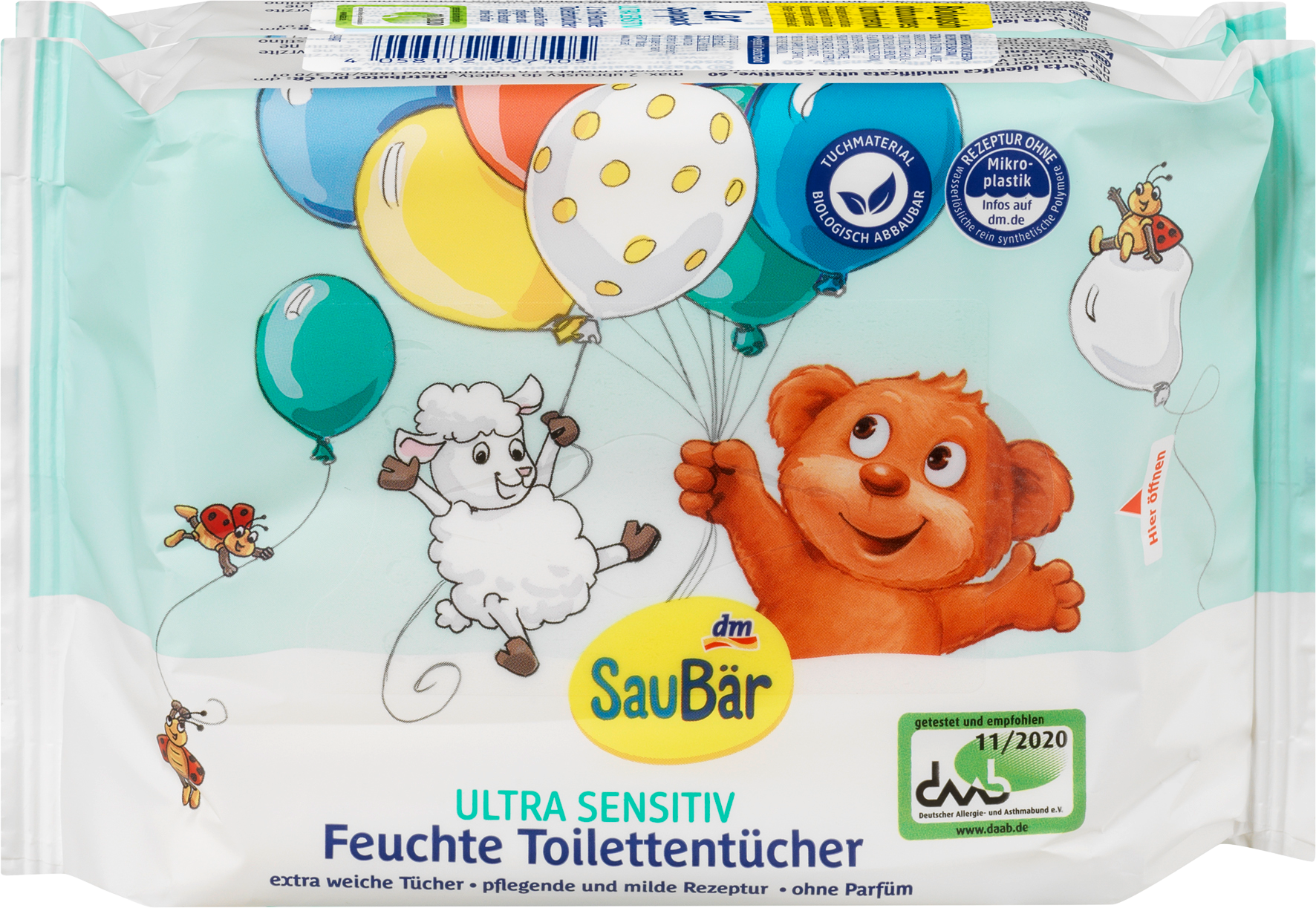 مناديل تواليت مبللة فائقة الحساسية (2 × 60 قطعة) ، 120 قطعة