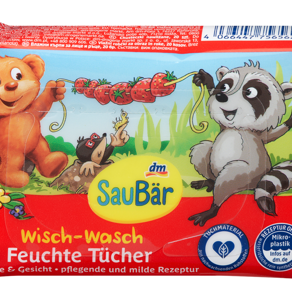 SauBär مناديل مبللة مبللة، 20 قطعة