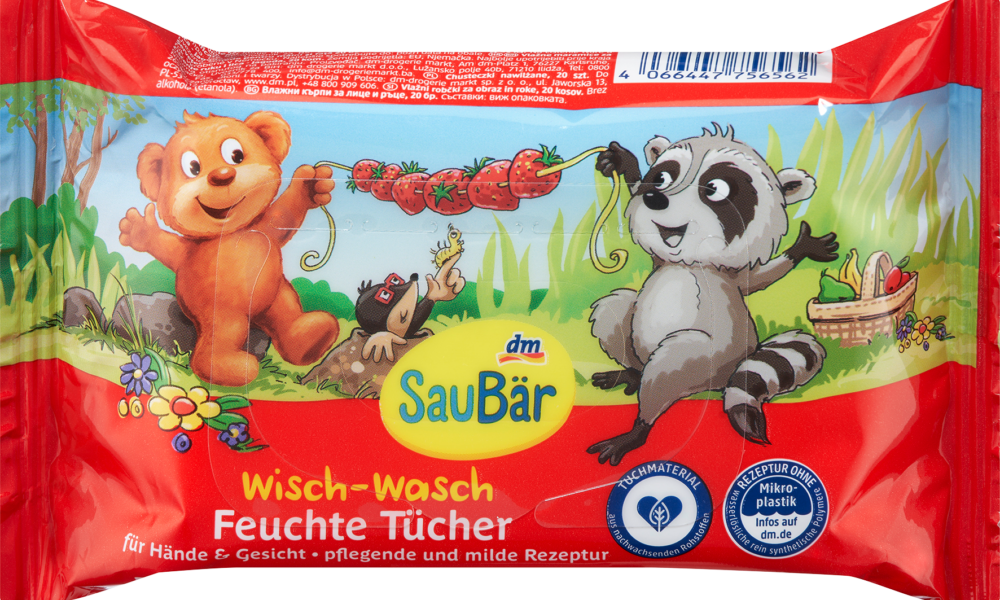 SauBär مناديل مبللة مبللة، 20 قطعة