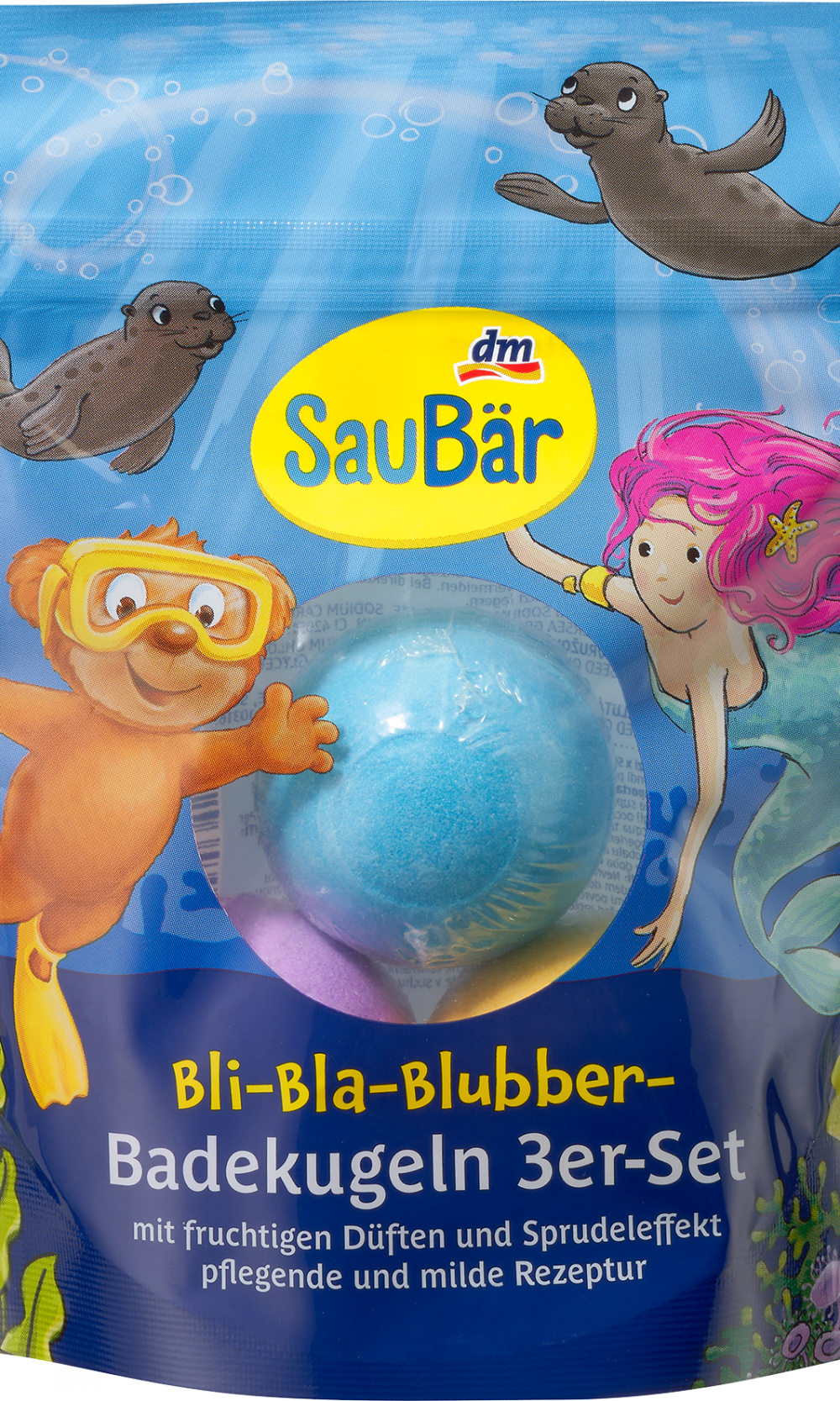 SauBär إضافات حمام للأطفال قنابل استحمام Bli-Bla-Blubber ، 3 قطع