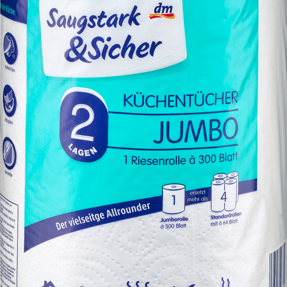 مناشف مطبخ ماصة وآمنة جامبو 2 رقائق ، 1 قطعة