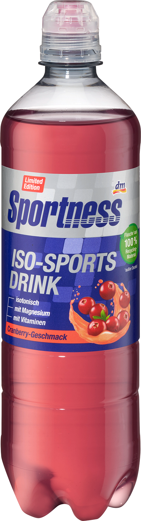 سبورتنيس مشروب رياضي ، بنكهة التوت البري ، 0.75 لتر يمكن التخلص منه