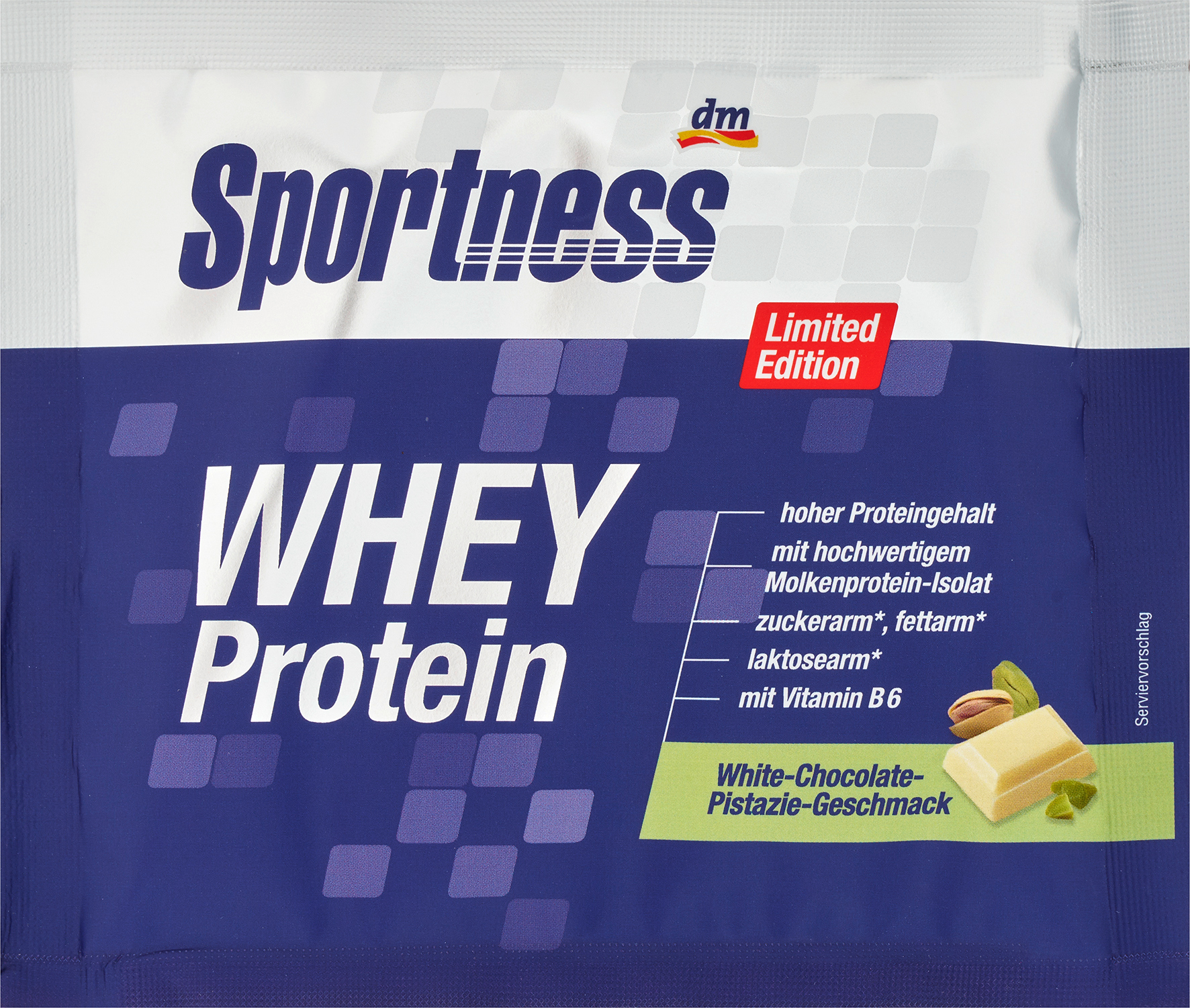 Sportnessمسحوق بروتين مصل اللبن، نكهة الشوكولاتة البيضاء والفستق، 30 جم