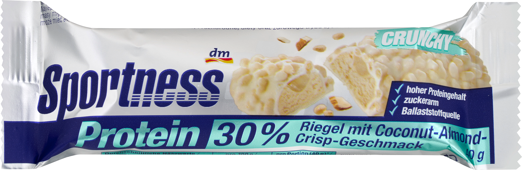 سبورتنيس لوح بروتين 30٪، نكهة جوز الهند واللوز المقرمشة، 40 جرام