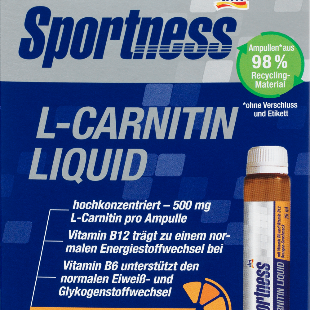 سبورتنيس L-Carnitine السائل، نكهة البرتقال، 7 قطع à 25 مل، 175 مل مكمل غذائي