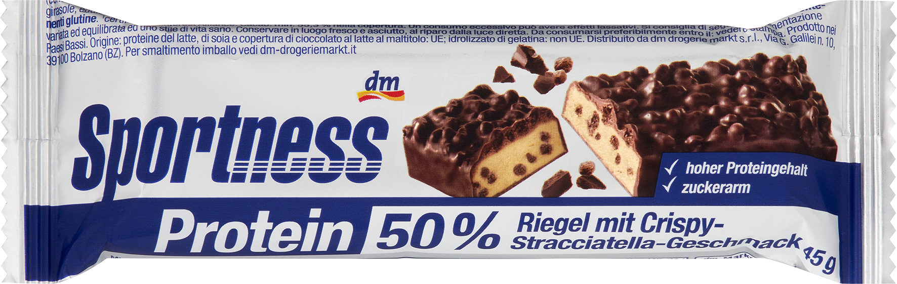 سبورتنيس بروتين بار 50٪، نكهة ستراتشياتيلا مقرمشة، 45 جرام