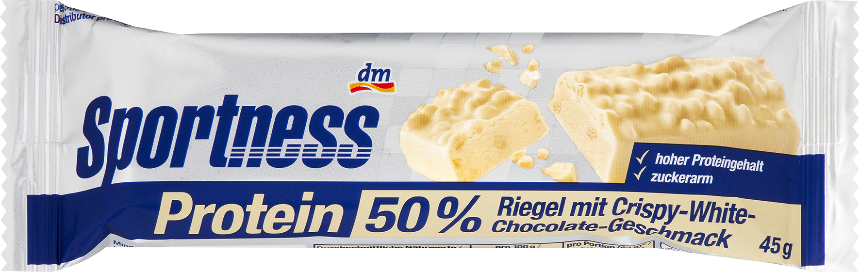 سبورتنيس بروتين بار 50٪، نكهة الشوكولاتة البيضاء المقرمشة، 45 جرام