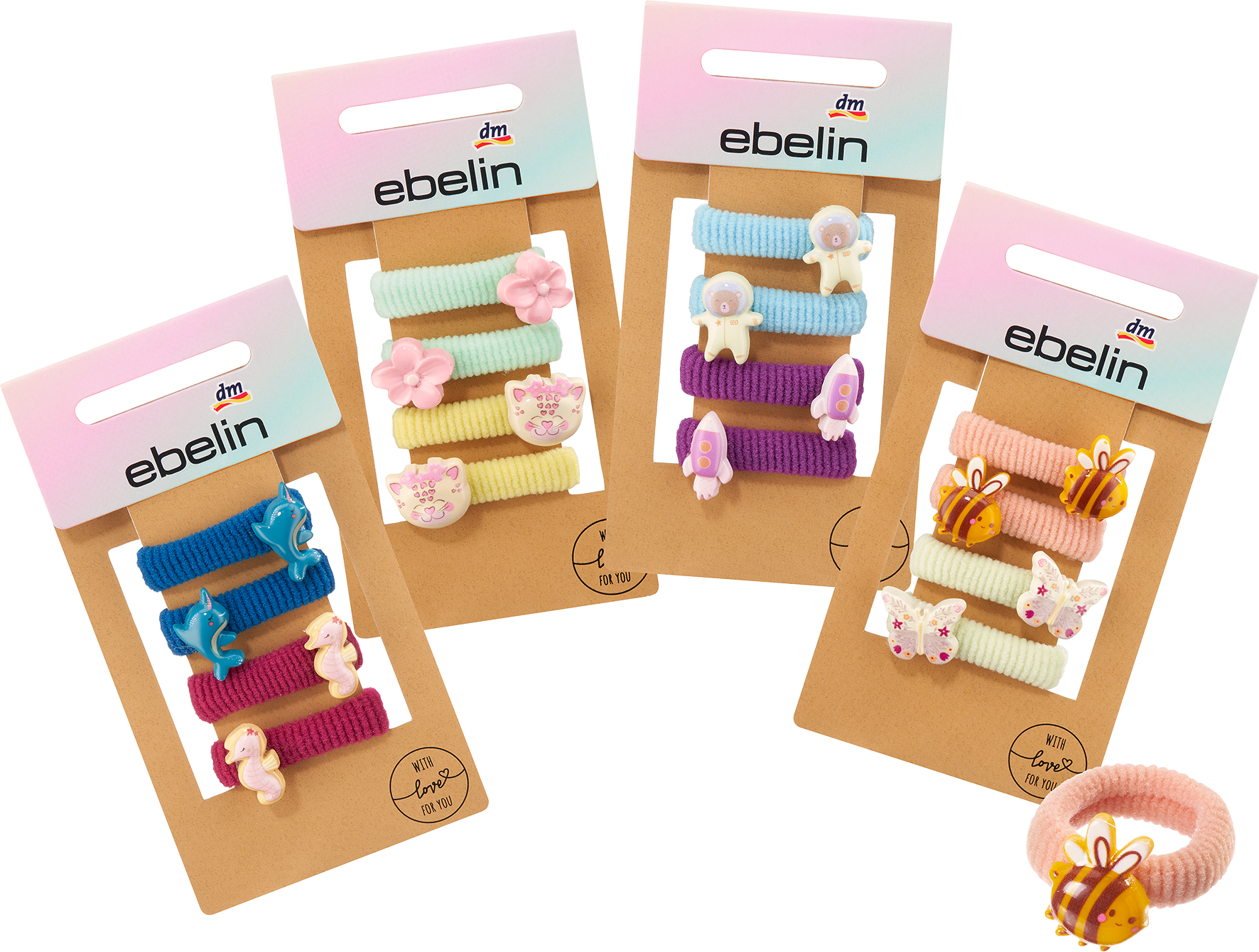 إيبلين أربطة شعر بزخارف مختلفة، 4 قطع