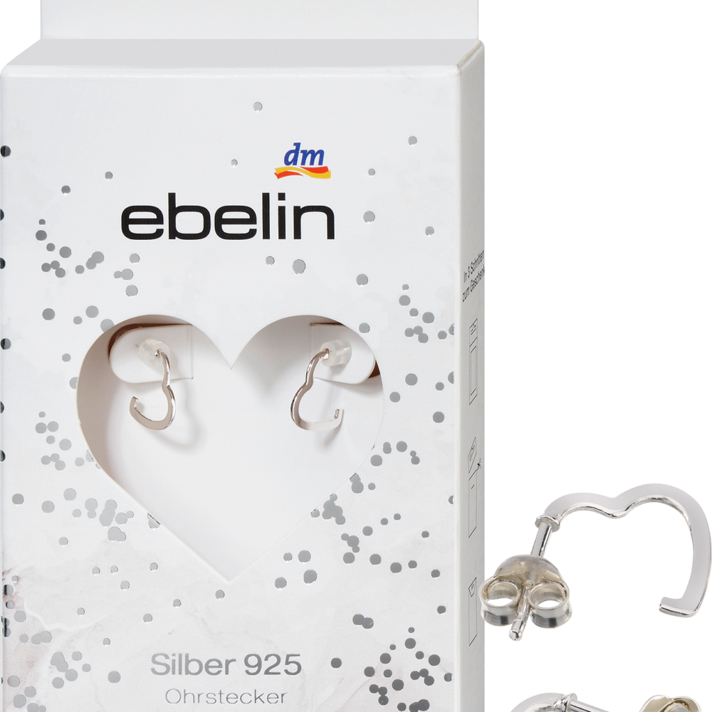 أقراط هوب من إيبلين 925 فضة شكل قلب، 2 قطعة