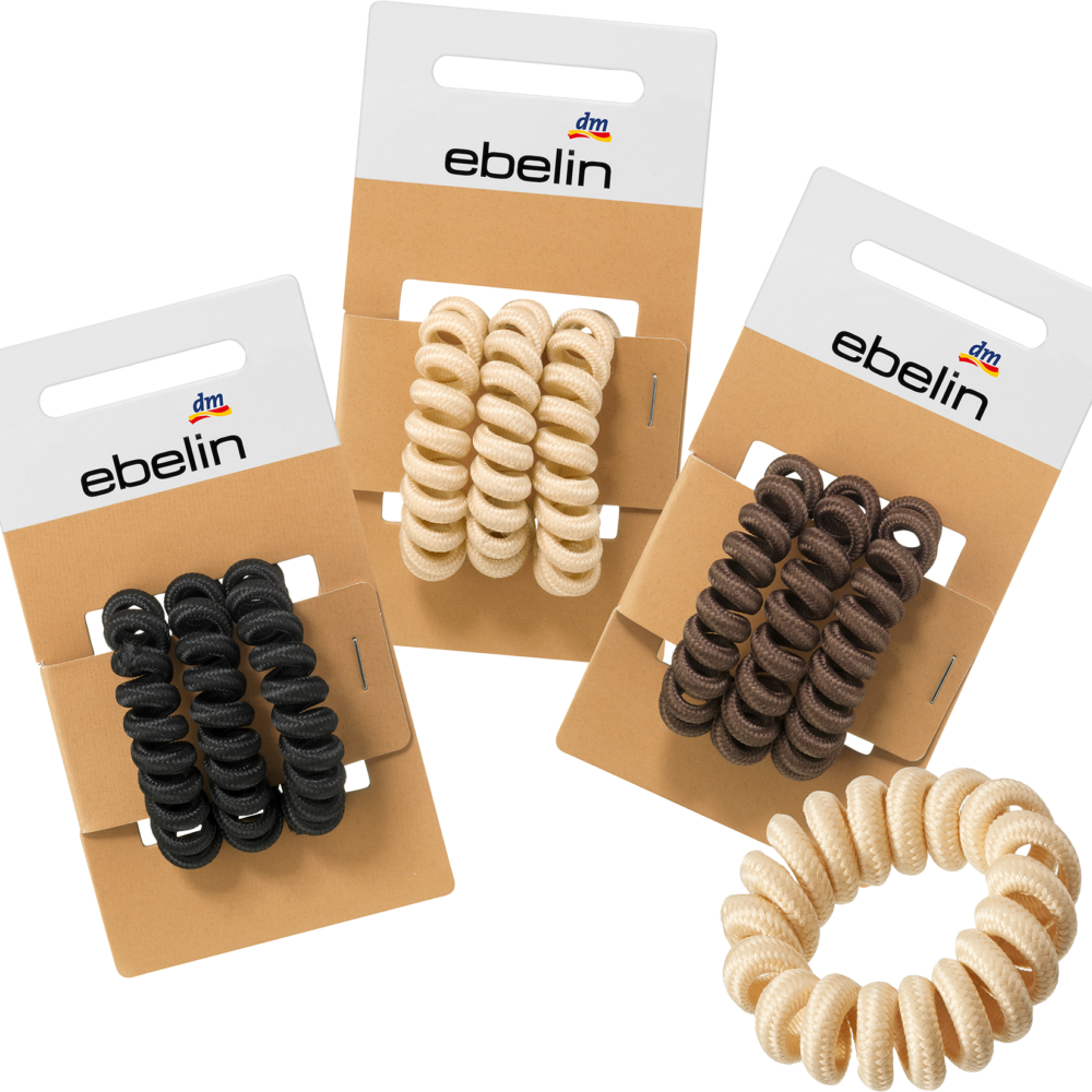 إيبلين أربطة شعر حلزونية أسود/بني/بيج، 3 قطع