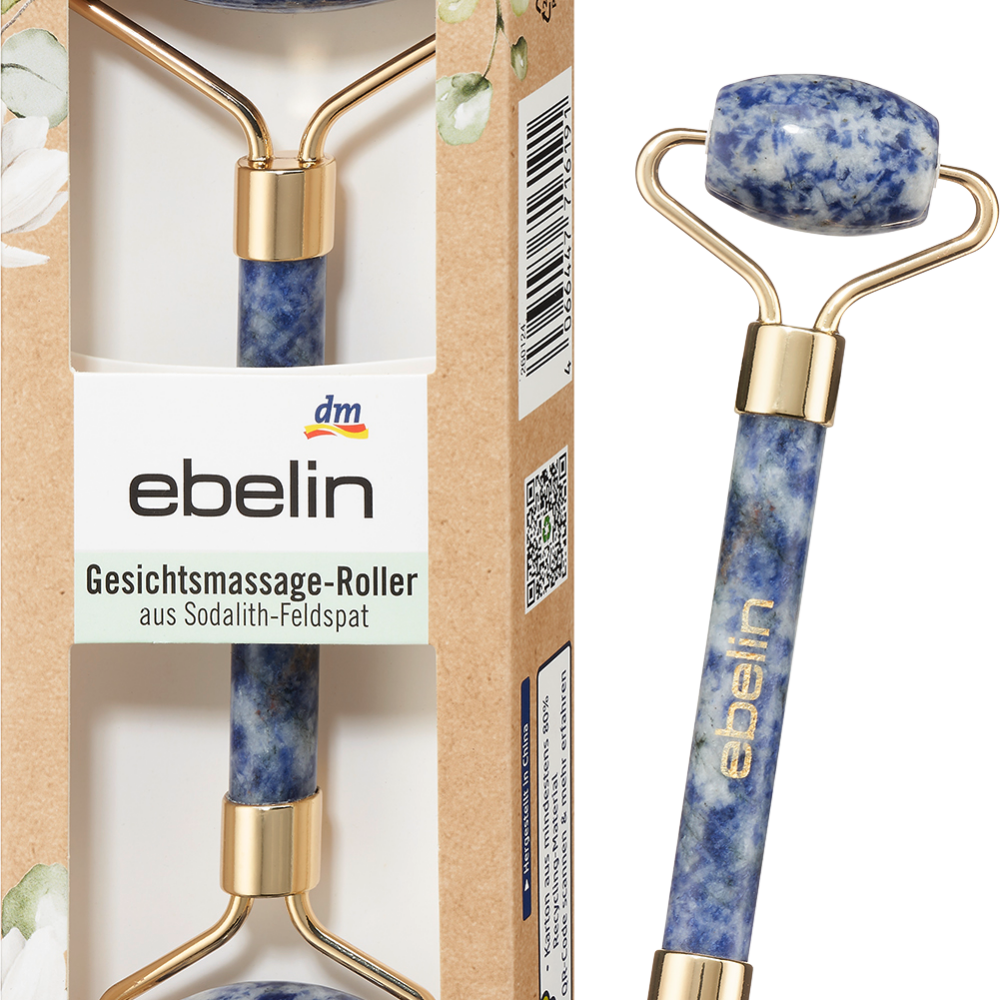 أسطوانة تدليك الوجه من ebelin مصنوعة من الفلسبار سوداليت ، 1 قطعة