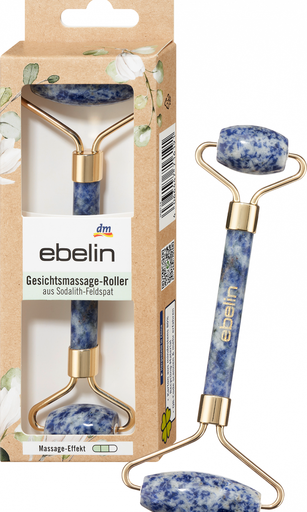 أسطوانة تدليك الوجه من ebelin مصنوعة من الفلسبار سوداليت ، 1 قطعة