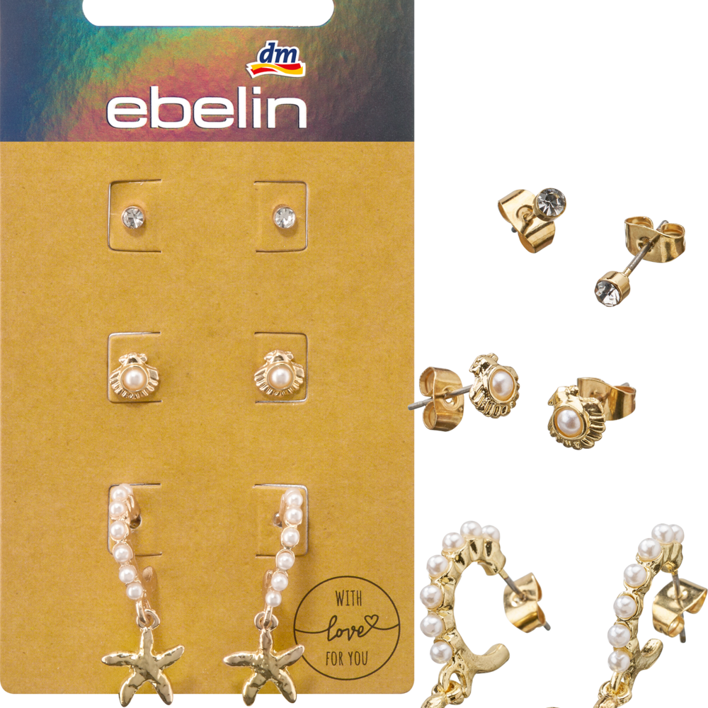 ابيلين أقراط مرصعة بحري، مظهر ذهبي، 6 قطع