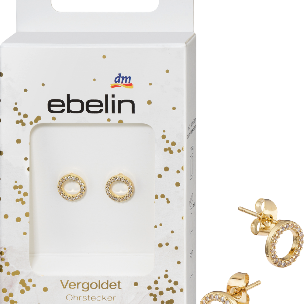 أقراط Ebelin Stud مجوهرات مطلية بالذهب، 2 قطعة