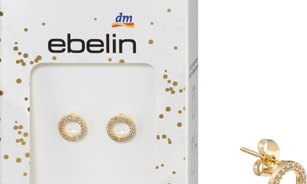 أقراط Ebelin Stud مجوهرات مطلية بالذهب، 2 قطعة